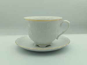 Filiżanka śniadaniowa Ćmielów Rococo Złota linia 3604 330 ml ze spodkiem