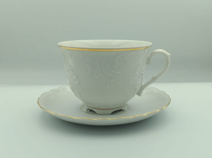 Filiżanka śniadaniowa Ćmielów Rococo Złota linia 3604 330 ml ze spodkiem