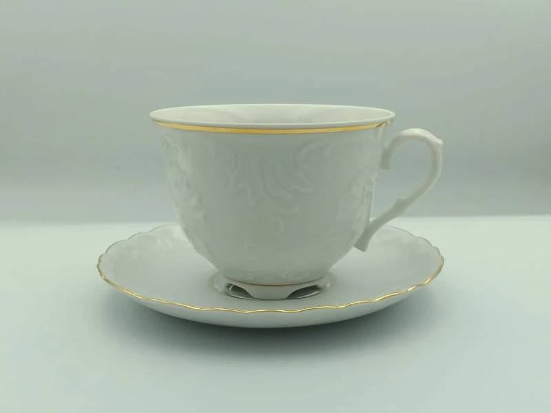 Filiżanka śniadaniowa Ćmielów Rococo Złota linia 3604 330 ml ze spodkiem
