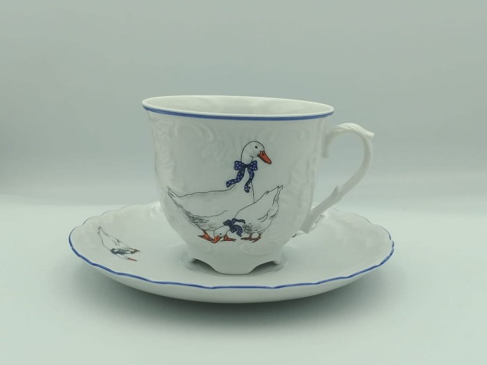 Filiżanka 250 ml ze spodkiem Rococo GĘSI