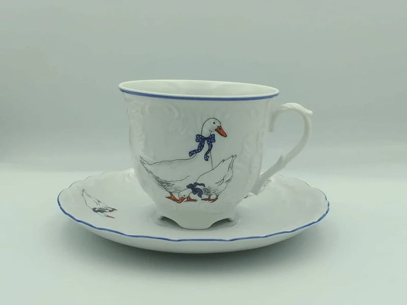 Filiżanka 250 ml ze spodkiem Rococo GĘSI