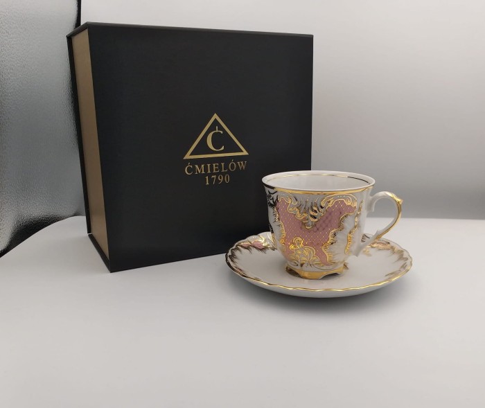 Filiżanka 250 ml ze spodkiem Rococo Rocaille Pudrowy Róż G353