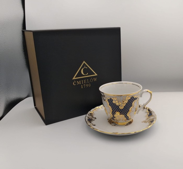 Filiżanka 250 ml ze spodkiem Rococo Rocaille Indygo G352