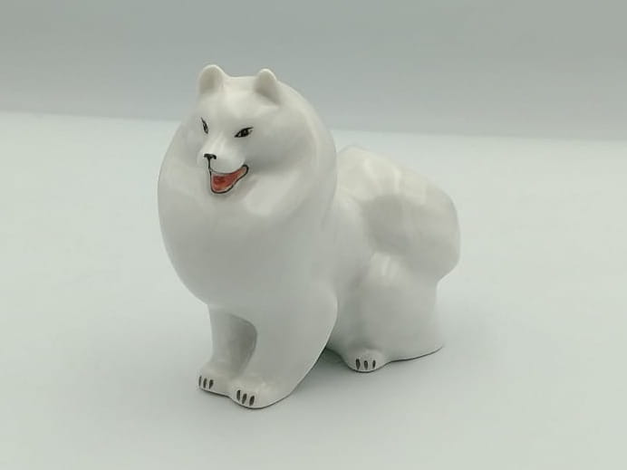 FIGURKA PORCELANOWA PIES Szpic biały