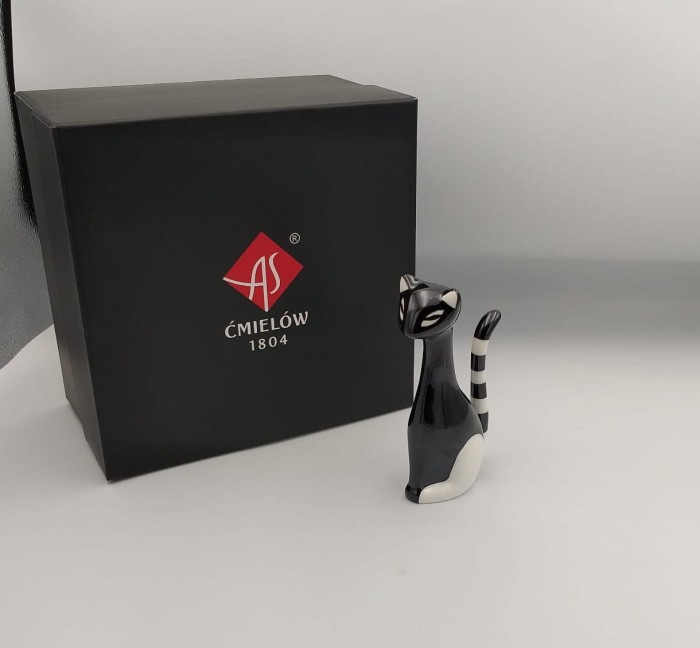 FIGURKA PORCELANOWA Kotek czarny AS ĆMIELÓW