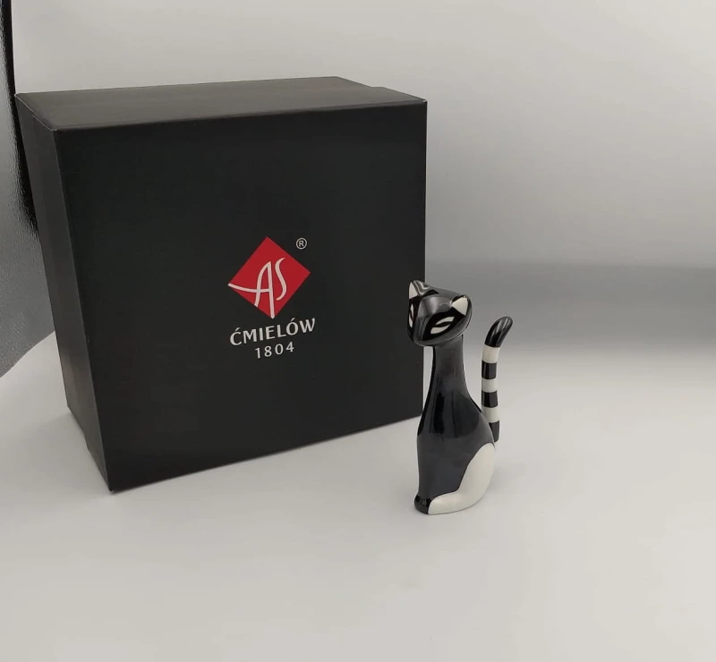 FIGURKA PORCELANOWA Kotek czarny AS ĆMIELÓW