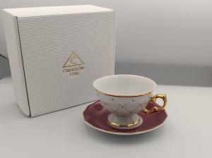 FILIŻANKA ZE SPODKIEM ALASKA Circus Burgundy 180ML G913