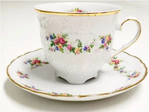 Filiżanka do espresso Ćmielów Rococo G742 drobne różyczki 100 ml ze spodkiem