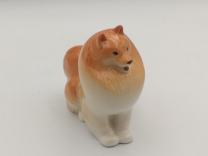 Figurka Porcelanowa Szpic beżowy