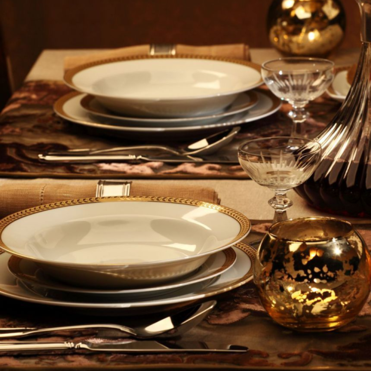 Talerz głęboki i talerz płytki porcelanowy serwis obiadowy